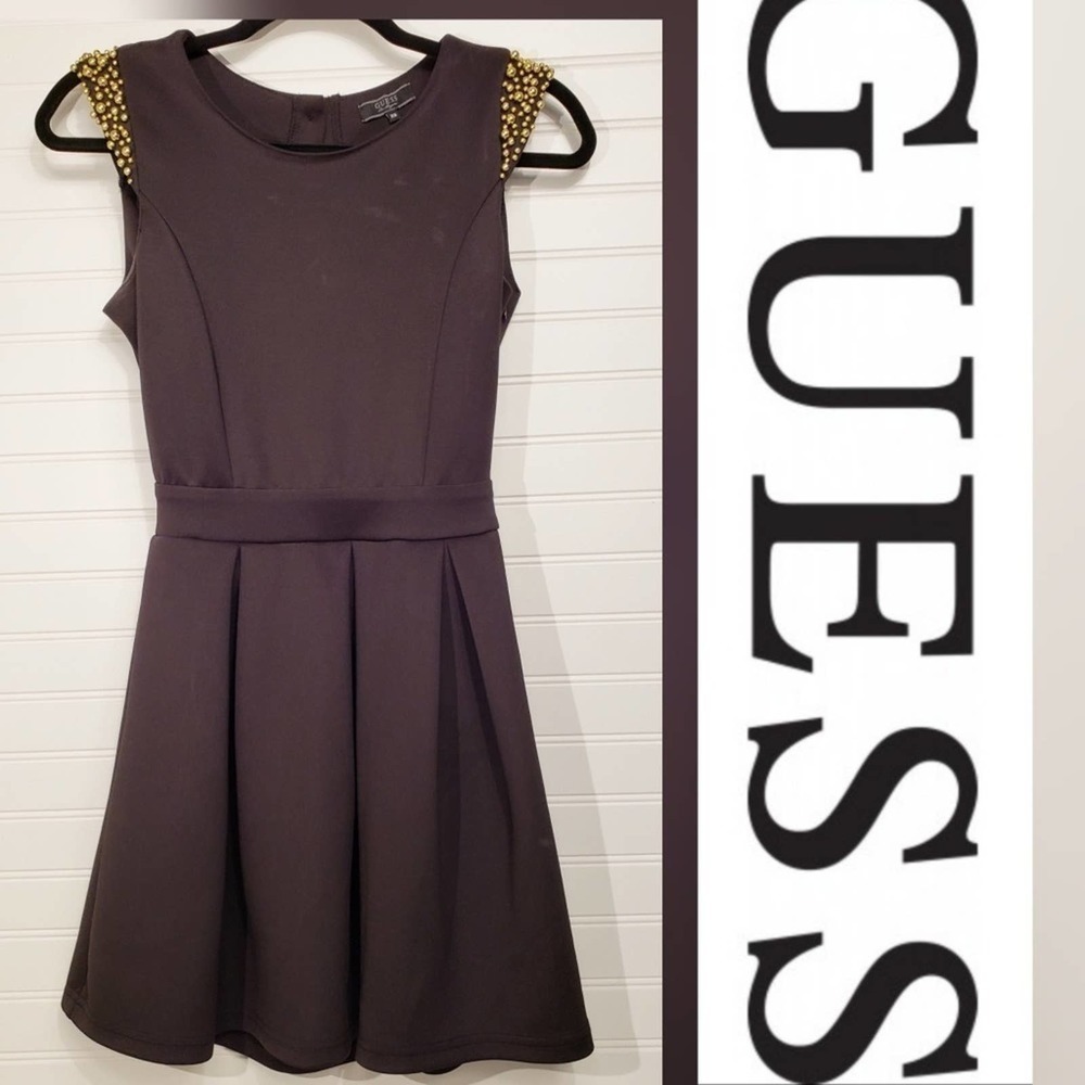 Guess Black Dress Women's XS  Mini Sleeveless With Gold Beads
